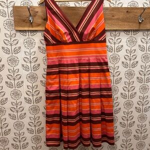 Talbots Pink and Orange Striped Midi Dress